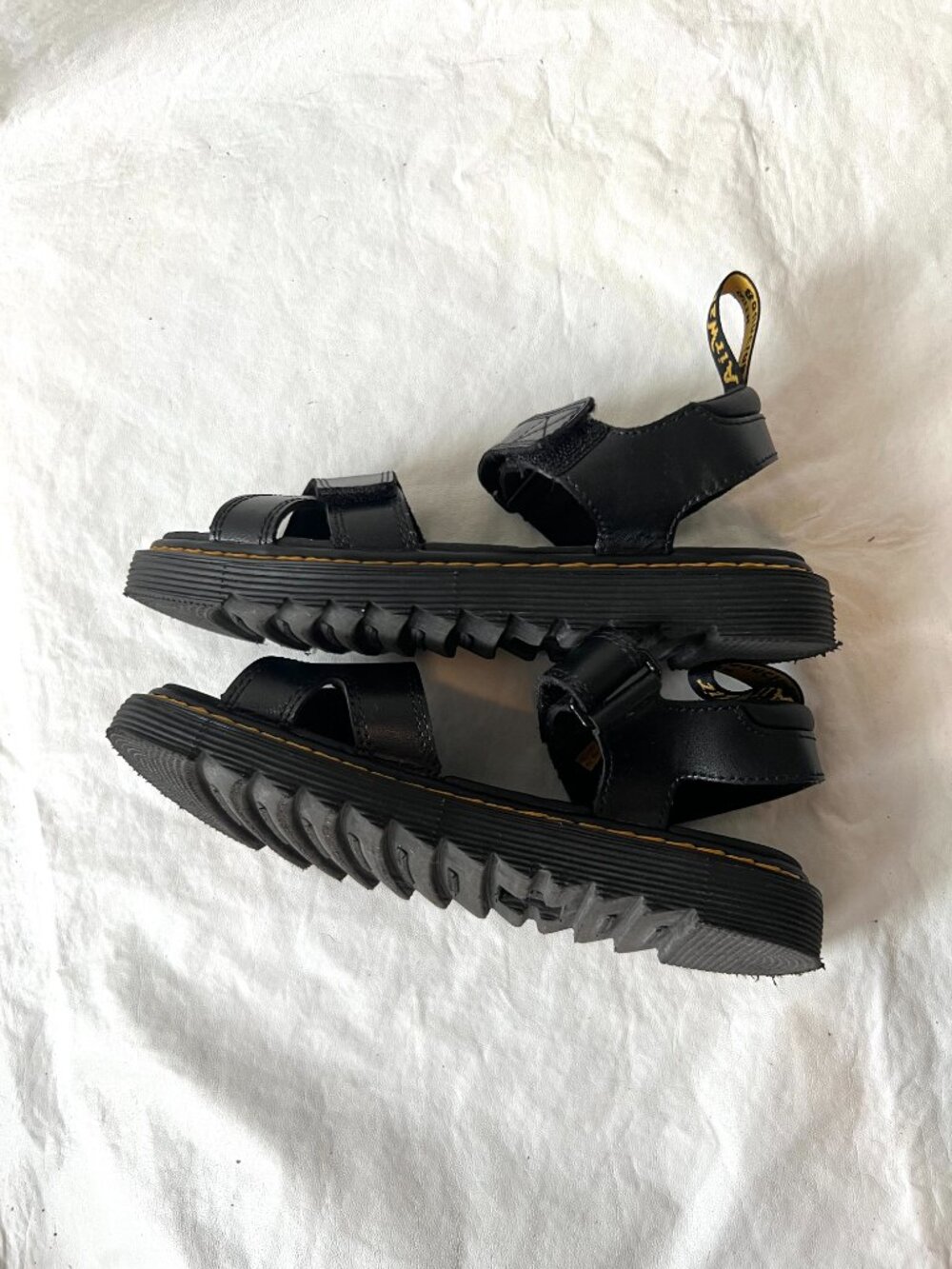 Dr Martens sandals Vossie Junior youth 5 black leather ankle strap docs - Picture 6 of 9